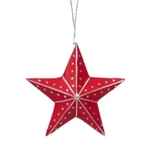 Silver & Red Star Ornament - Image 1