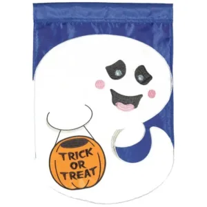 Ghost Trick-or-Treat Garden Flag - Image 1