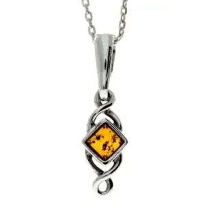 925 Sterling Silver & Baltic Amber Small Celtic Pendant - 1884 - Image 1