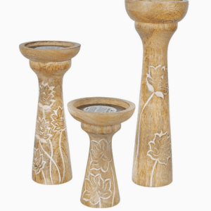 Lotus Candleholder in Whitewash- SM 6in - Image 1