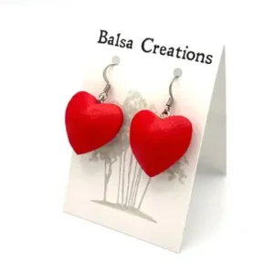 Red Heart Balsa Earrings - Image 1
