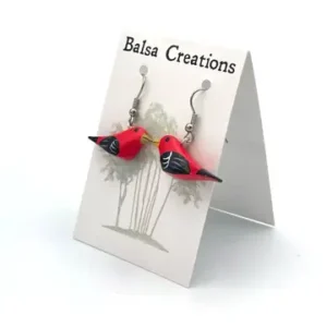 Scarlet Tanager Balsa Earrings - Image 1