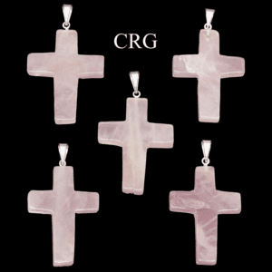 Rose Quartz Gemstone Cross Pendants from Brazil - Image 1