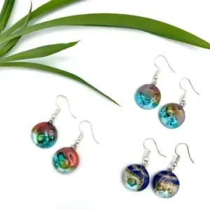 Small Circle Glass Earrings - Image 1