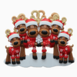 Festive Reindeer Family with Snowflake Ornament - 6 2 Festive