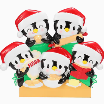 Penguin Family Baking Personalized Ornament - 5