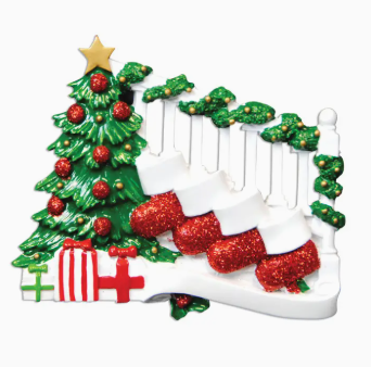 Bannister with Stockings Family Series Personalized Ornament