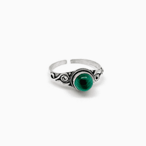Tanvi Collection Ring - Silver Circle with Malachite - Image 1