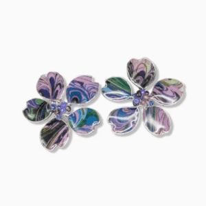 Purple Marble Textile Stud Earrings 1 Purple Marble Textile Stud Earrings - Image 1