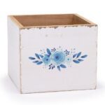 Planter 4" Wood Blue Floral 3 302294