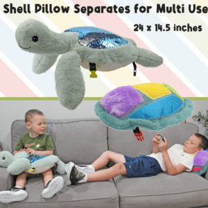 MEAVIA Weighted Sensory Lap Pad Sea Turtle Plush, Stuffed Turtle Toy with Detachable Lap Pillow, FEELix Collection - Image 3