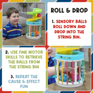 MEAVIA Roll & Drop 3 in 1 Sensory Toy; Rolling Ball Ramp Deluxe Playset for Autism/Special Needs - Image 3