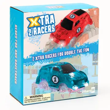2 RACE CARS TURQUOISE RED BOX