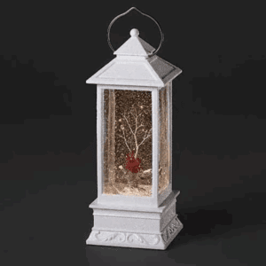 10.75"H Lighted Swirl Lantern Cardinal on Branch 1 10.75"H Lighted Swirl Lantern Cardinal on Branch - Image 1