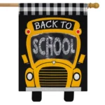 Back To School Burlap House Flag