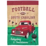 Football in Sc GarnetBlk Flag Burlap