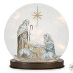Light Up Holy Family Under Star Glass Snow Globe 3 9750696