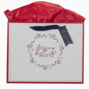 Joy to the World Wreath Large Landscape Gift Bag - Image 1