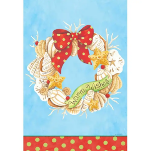 Warm Wish Coastal Wreath Garden Flag - Image 1