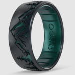 Etched Silicone Ring - Peak - Black Pearl/Emerald
